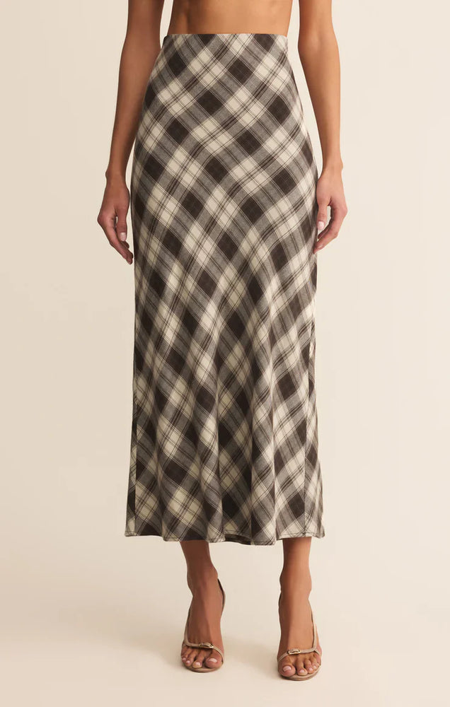 Z Supply Europa Plaid Midi Skirt | Black