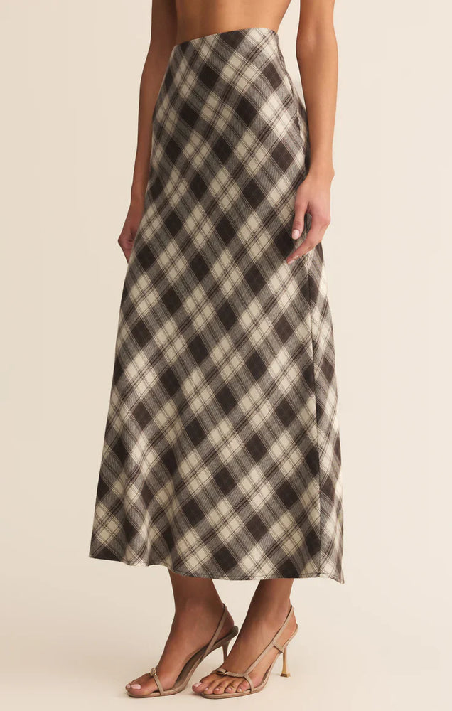 Z Supply Europa Plaid Midi Skirt | Black