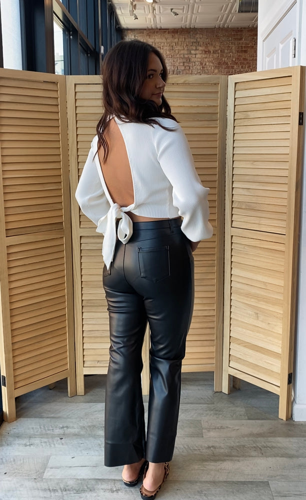 High Waisted Faux Leather Pants