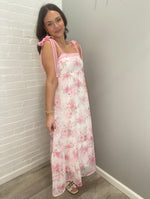 Floral Crochet Lace Strap Maxi Dress | Pink