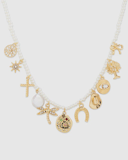 Multi Stone Symbol Charm Necklace