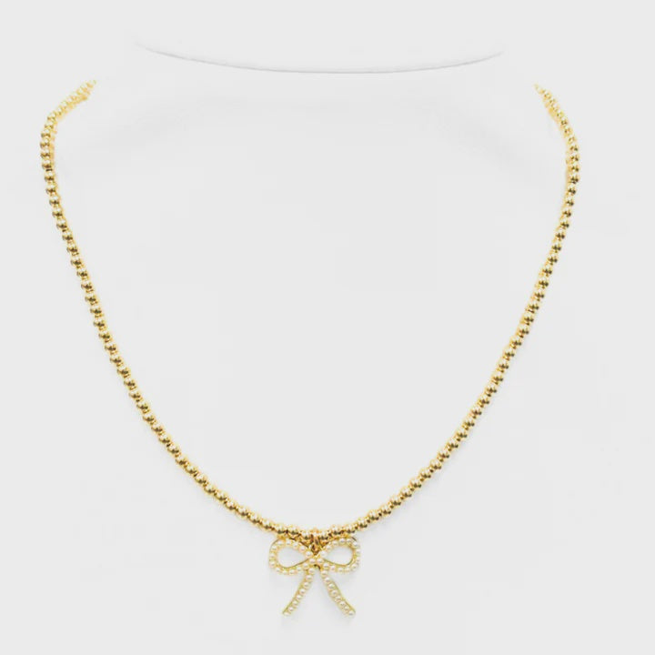 FWP Bow Charm 2mm Ball Bead Choker | 14K Gold Filled