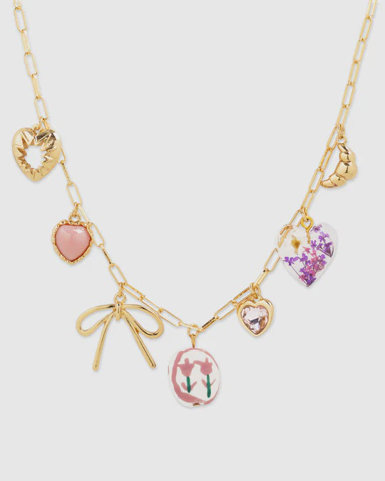 Pink Cottage Core Charm Necklace