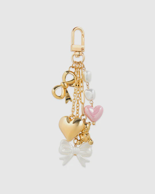 Multi Line Puff Heart Bear Charm Bag Charm