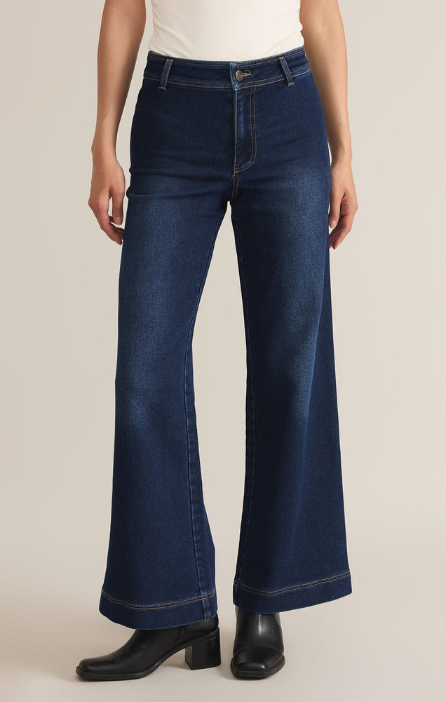 Z Supply Rilynn Wide leg Denim Trouser | Dark Rinse