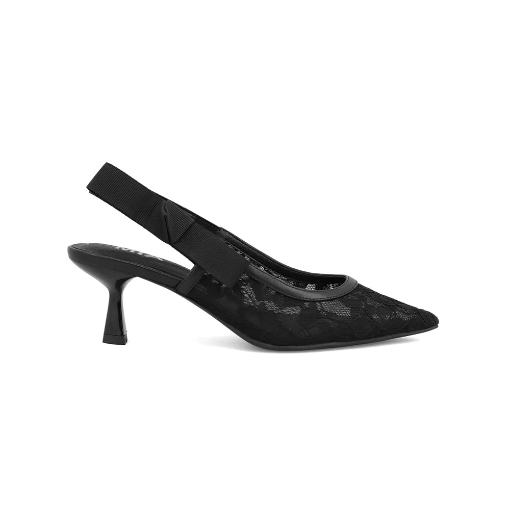 Naida Sling Back Heel | Black Lace