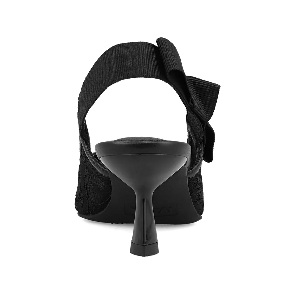 Naida Sling Back Heel | Black Lace