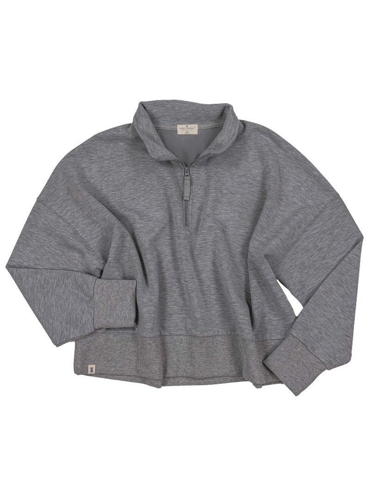 Simply Southern | Adult Quarter Zip Cropped | Heather Grey