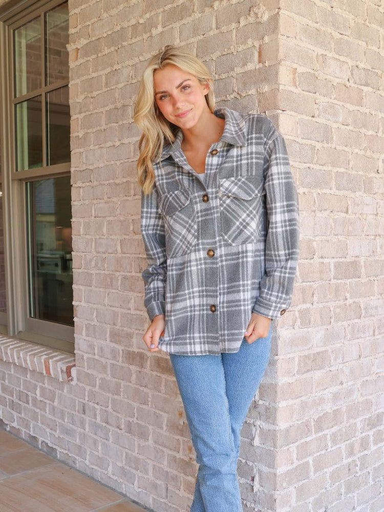 Simply Southern | Adult Plaid Shacket | Blue Plaid