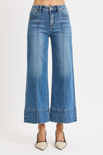 Risen Jeans: Tummy Control Mid Rise Crop Wide Pintuck Front Jeans