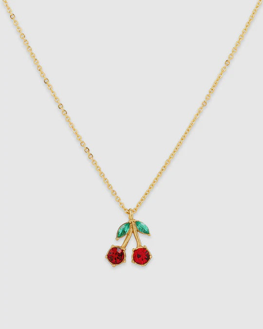 Double Cherry Sparkle Pendant Necklace