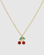 Double Cherry Sparkle Pendant Necklace