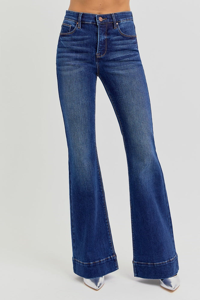Risen High Rise Flare Jeans w/ Hidden Tummy Control