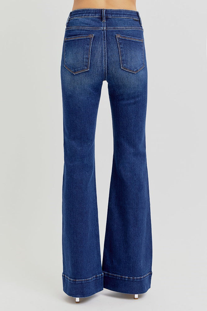 Risen High Rise Flare Jeans w/ Hidden Tummy Control