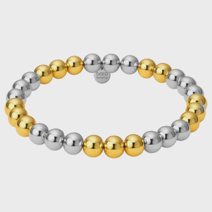 Classic Ball Bead Bracelet | 6mm | Triple 2 Tone