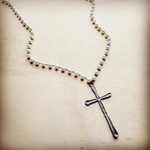Pearl Long Beaded Necklace | Antique Cross