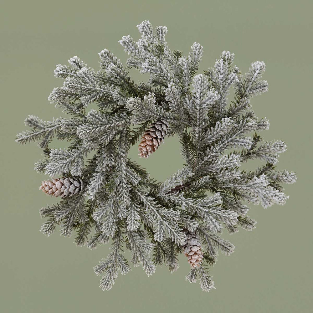 Frosted Evergreen Candle Ring