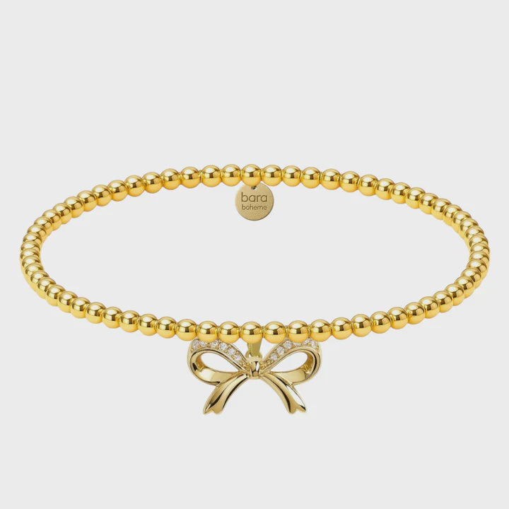Wish Bow Bead Bracelet | Gold