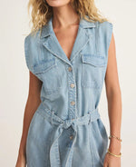 Z Supply Dash Twill Romper | Light Vintage Indigo