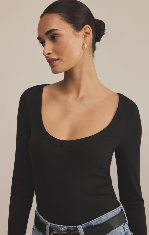 Z Supply Second Skin Scoop Neck Top | Black