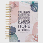 Journal Wirebound White Abstract/Leaves Plans Jer. 29:11