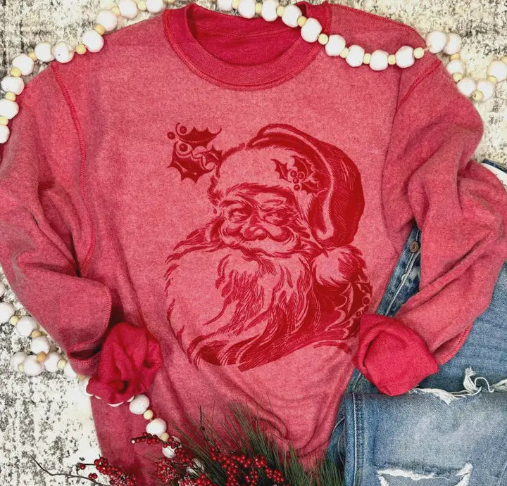 Inside Out Santa Graphic Crewneck | Red