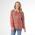 Quinn Hooded Plaid Shacket | Salmon Red