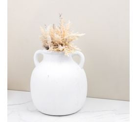 White Double Handle Jug Vase