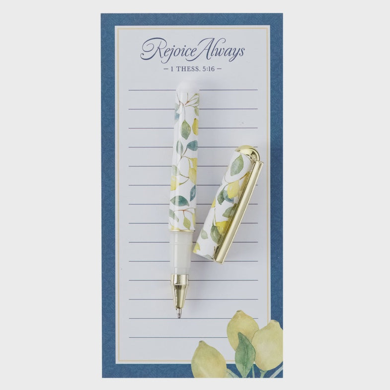 Magnetic Notepad W/Pen Rejoice Always 1 Thess. 5:16