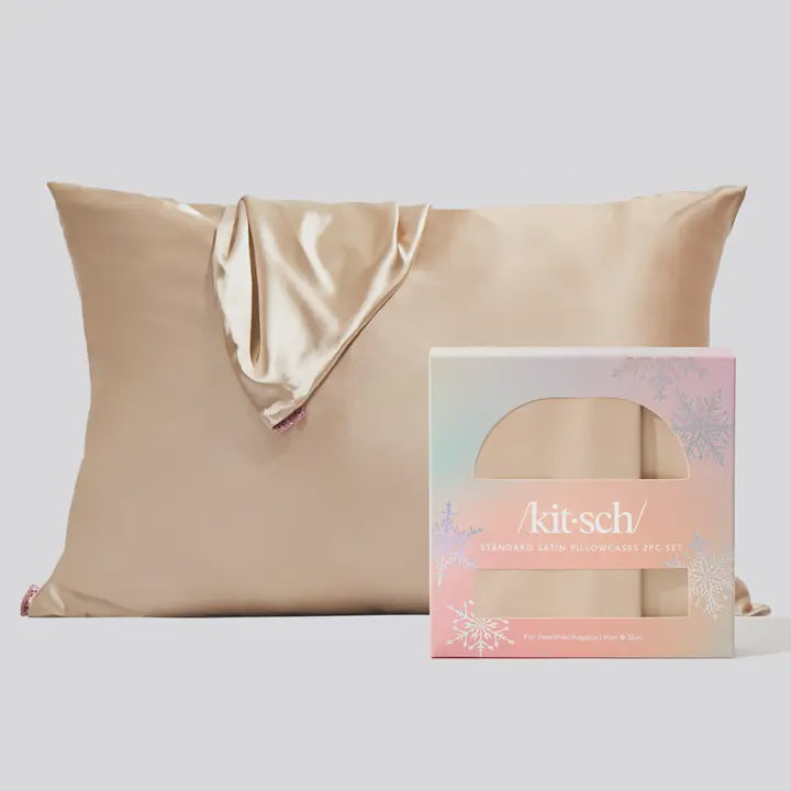 Holiday Satin 2 Pillowcase Set | Champagne | Standard