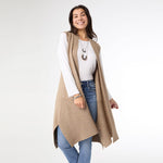 Heavenly Luxe Contrast Rib Vest with Pockets | Beige Heather