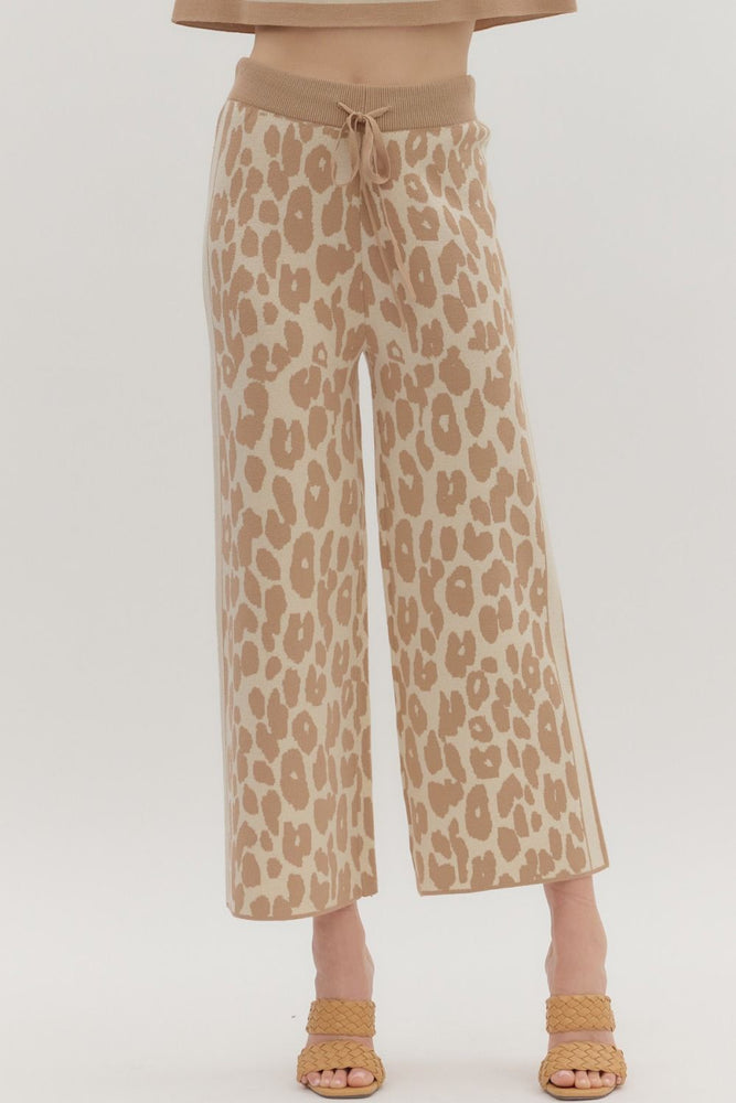 Animal Print Sweater Pants | Taupe