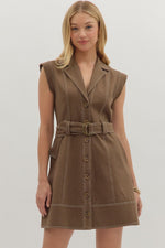 Retro Belted Western Mini Dress | Brown