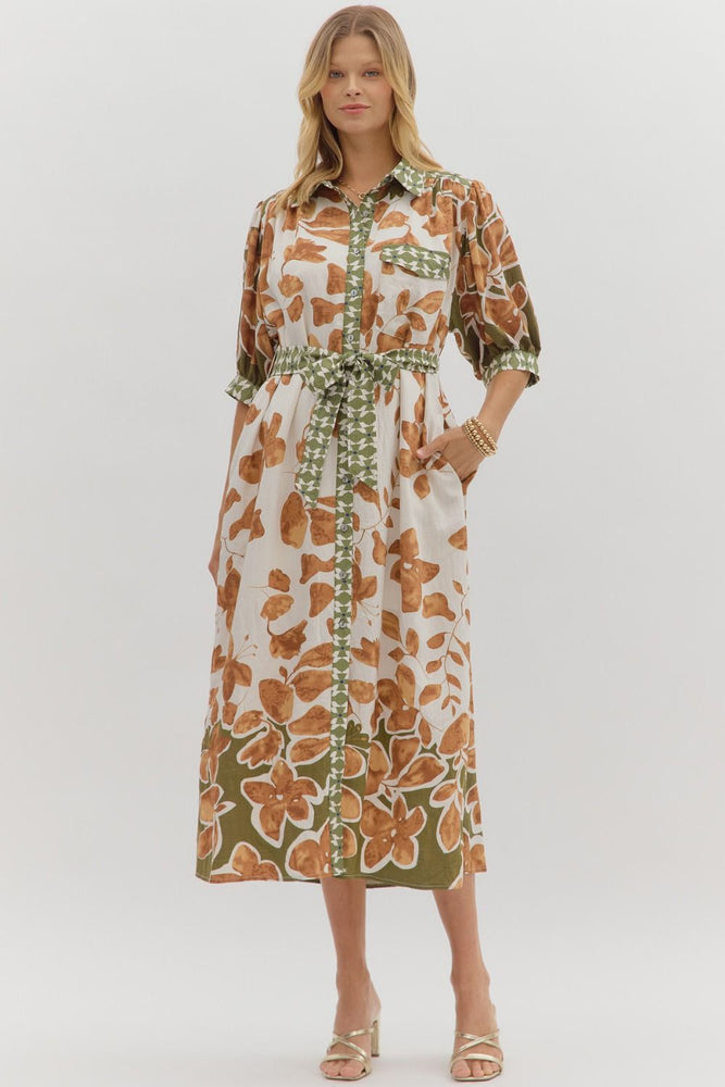 Falling For You Midi Dress | Camel