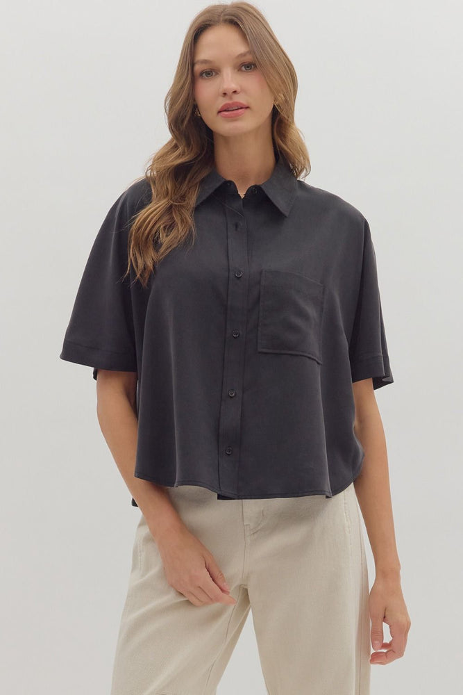 Good Day Short Sleeve Button Down | Black