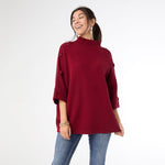 Heavenly Luxe Elbow Sleeve Funnel Neck Top | Redwood