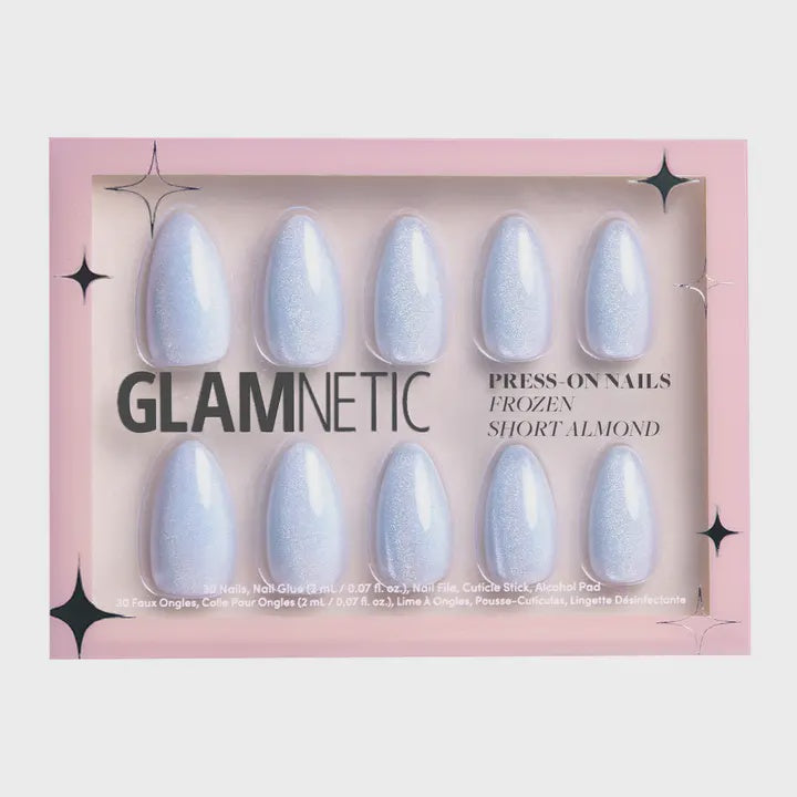 Frozen Press On Nails | Pale Icy Blue Shimmer