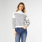 Neve Stripe Mock Neck Sweater | Black