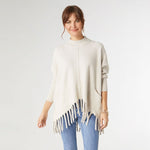 Heavenly-Luxe Flowy Mock Neck Fringe Sweater | Oatmeal