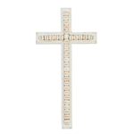 Large Beaded Wood Cross | White