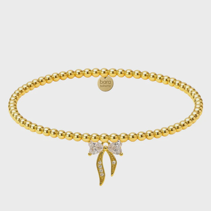 Miracle Bow Charm | Gold Filled Bead Bracelet