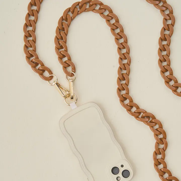 Hold The Phone Crossbody Chain | Mocha Brown