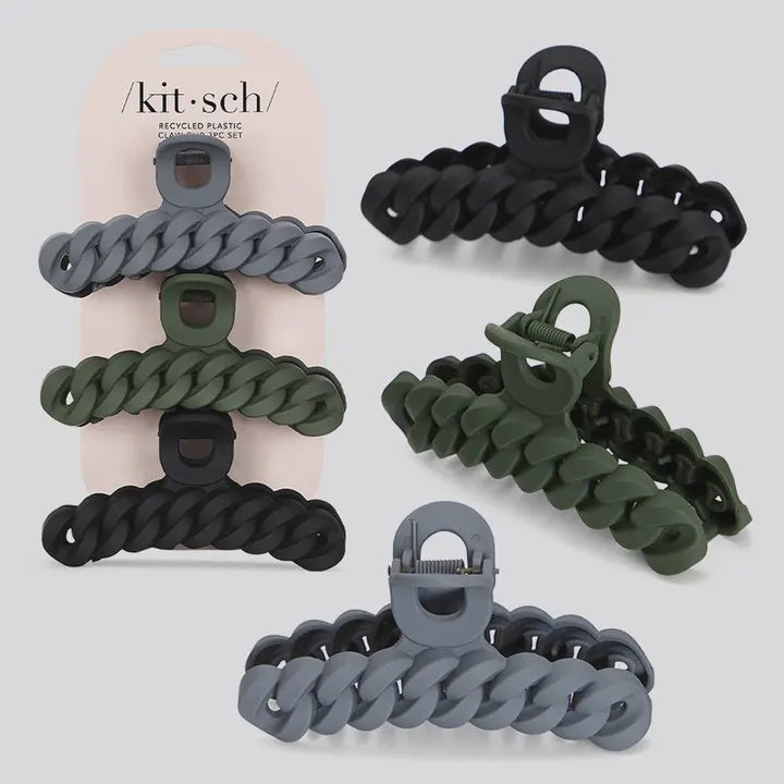 Eco-Friendly Chain Claw Clip | 3pack | Black/Moss