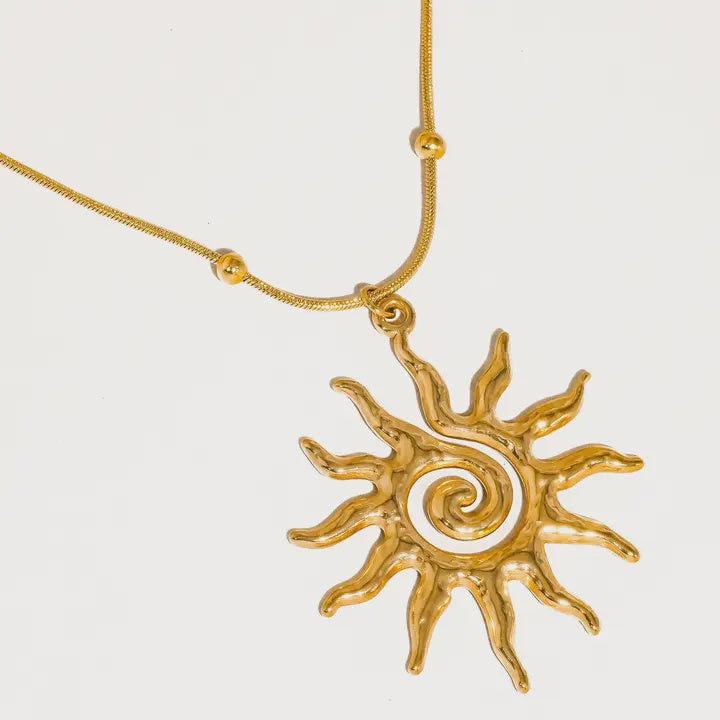 Taiyo 18K Gold Non-Tarnish Statement Sun Necklace