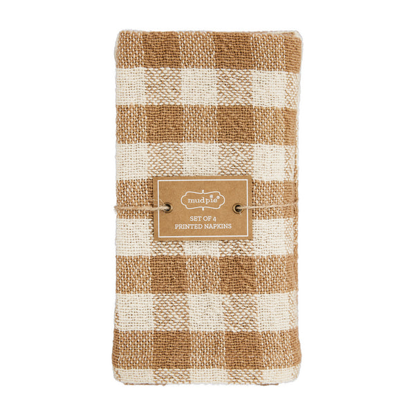 Mudpie Tan Check Napkin Set