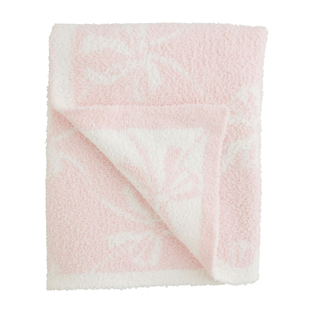Pink Bow Chenille Blanket | Mudpie