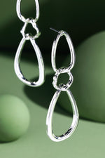 Open Double Link Drop Earrings | Silver