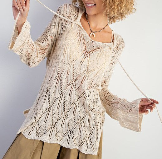 Leaf Sweater Tunic Top | Natural