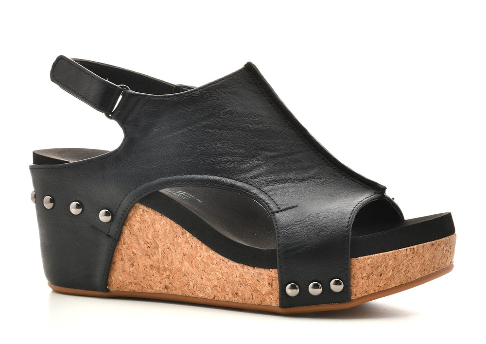 Corkys Carley Platform Sandal | Black Smooth