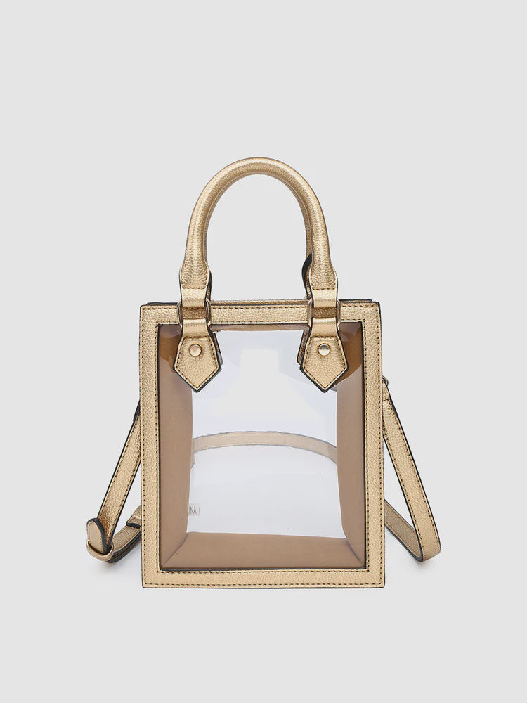 Elise Clear Rectangle Crossbody | Gold